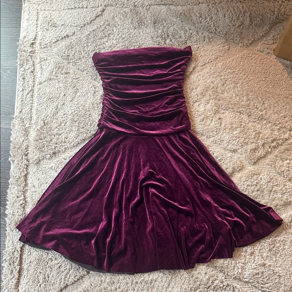 Karlie Free People Dress Sz Large Velvet Pink Purple Cocktail Dress / strapless - Picture 1 of 8